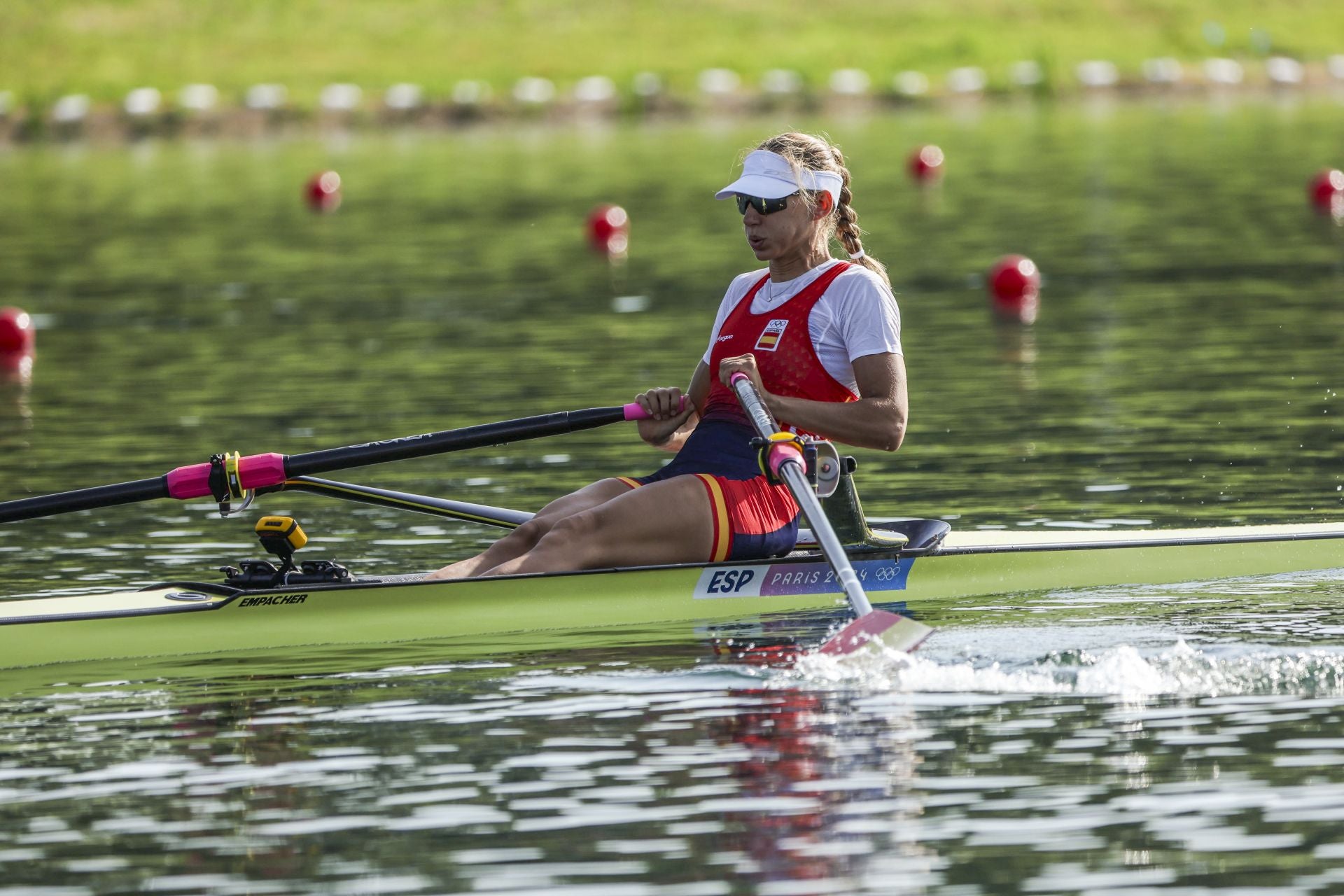 Virginia Díaz remará en la final B de los Juegos.