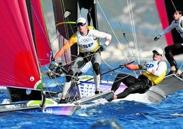 Botín y Trittel durante la regata de ayer, jueves.