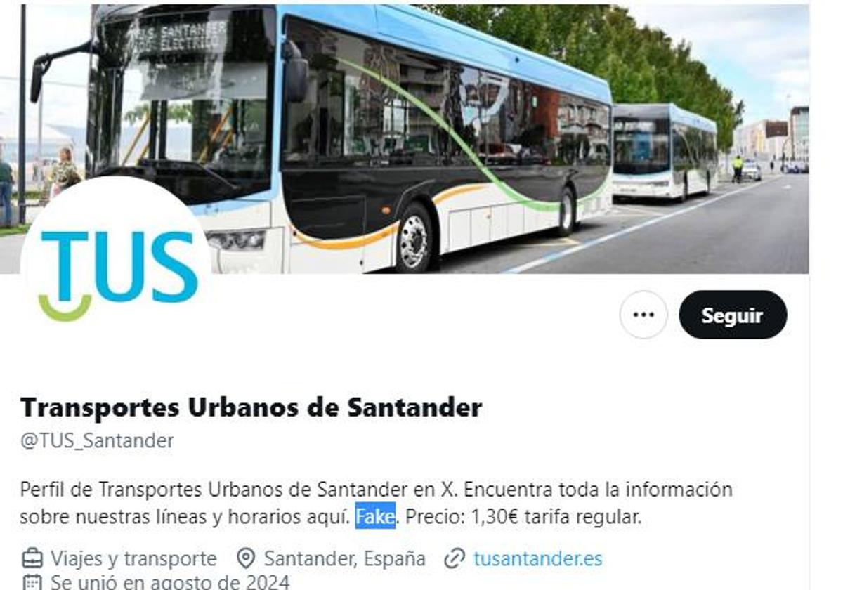 El Ayuntamiento de Santander alerta de una cuenta falsa en redes sociales que suplanta al TUS