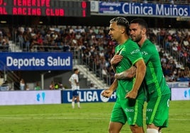 Juan Carlos Arana, tras marcar ante el Tenerife el gol de la victoria racinguista.