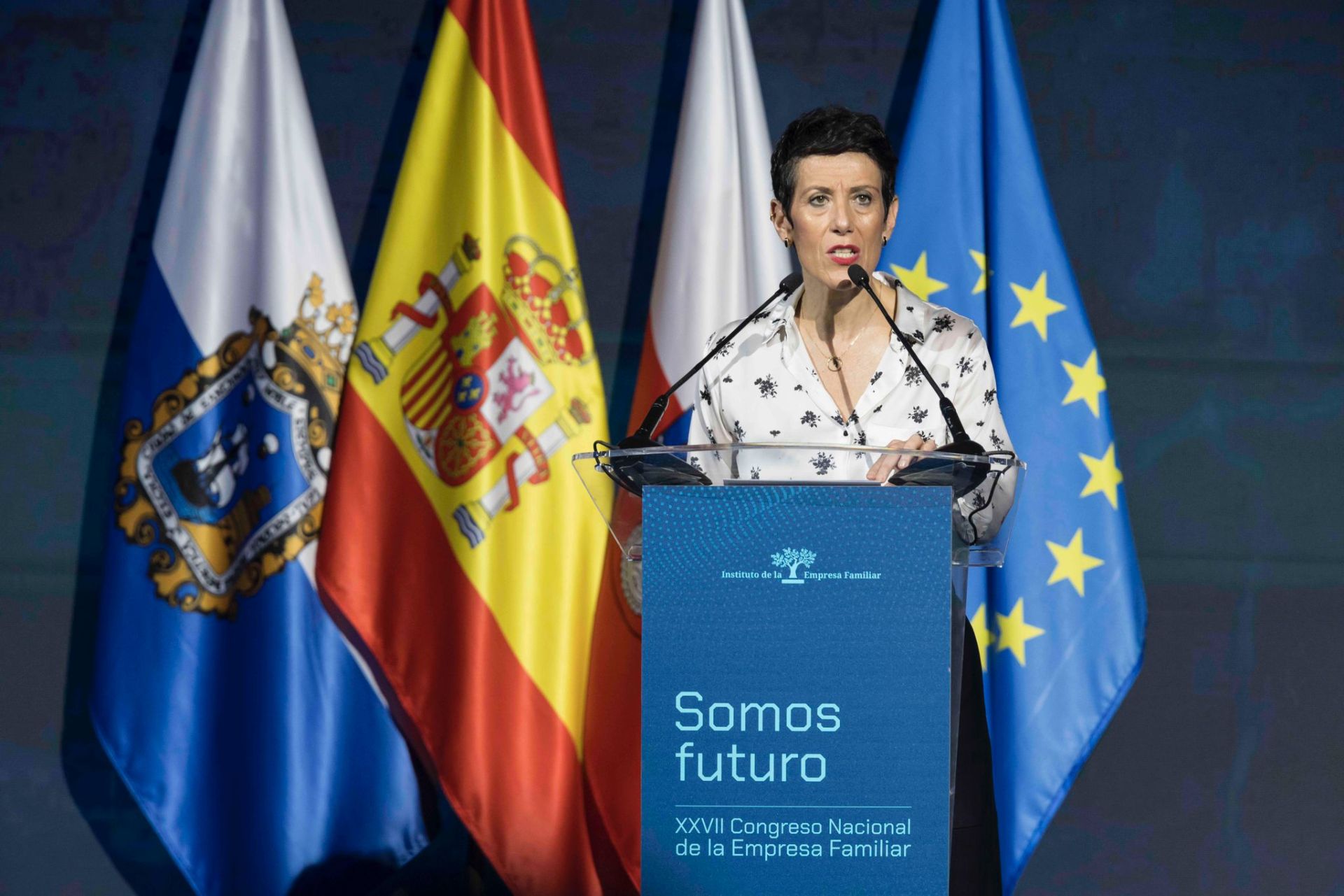 Elma Saiz ministra de Inclusión, Seguridad Social y Migraciones de España también asistió aunque en principio no se esperaba su intervención.