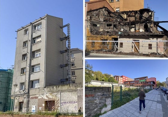 Precintado, la estampa de lo que queda en pie del edificio de La Albericia tras la explosión y el incendio del inmueble llama la atención de los que pasan por la zona.