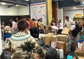 Voluntarios con la recogida de alimentos en El Astillero.