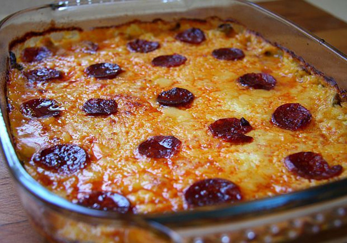 Pastel de patata y chorizo.