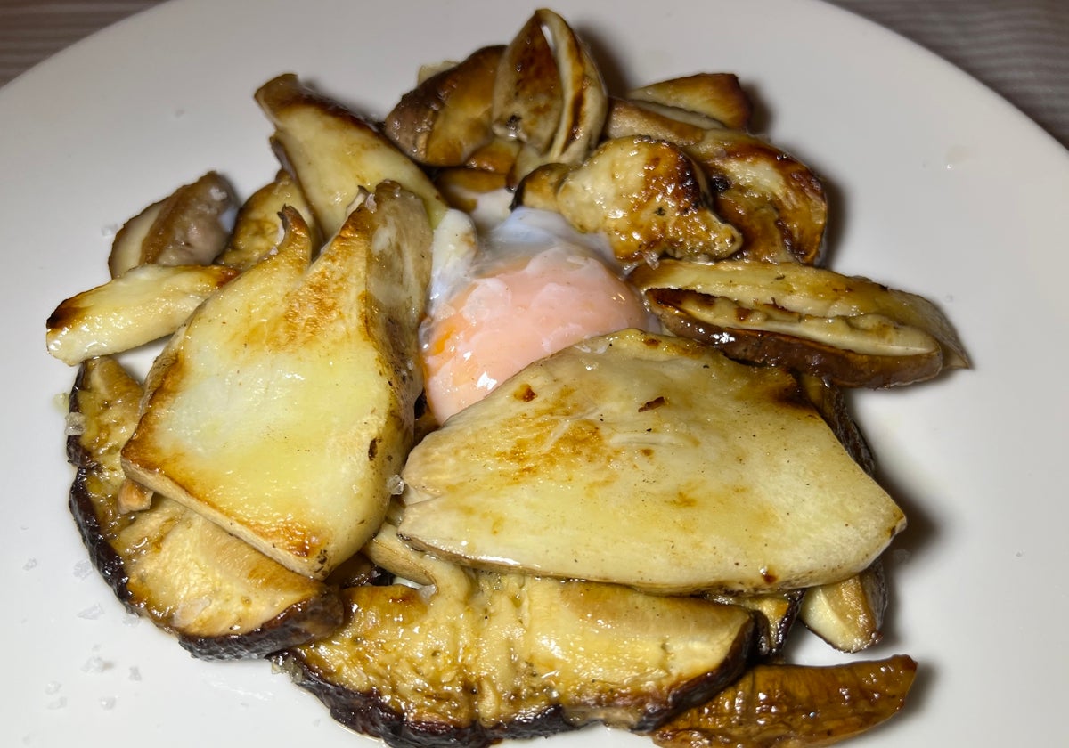 Boletus de Campoo a la plancha con un huevo poché.