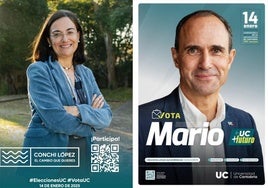 Los carteles electorales de los dos candidatos a gobernar la UC.