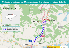 La A-67 entre Reinosa y Santiurde estará cortada al tráfico más de dos meses en sentido Santander