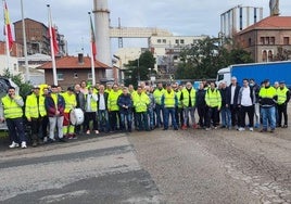 Imagen de los trabajadores de Katoen Natie, el día que comenzaron la huelga.