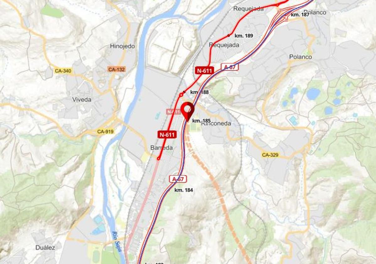 Corte en la A-67 entre Torrelavega y Polanco en la noche del jueves al viernes