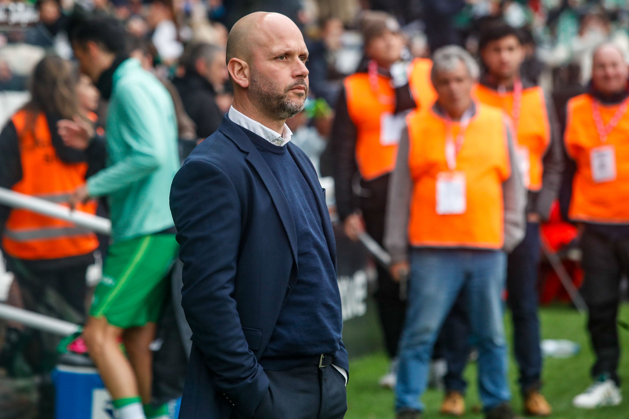 José Alberto, antes de que arrancase el partido ante el Burgos. 