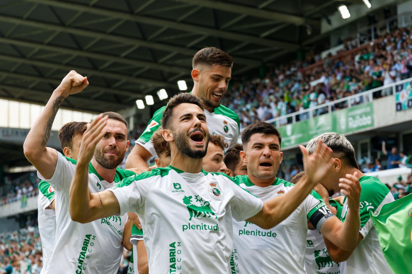 Andrés Martín celebra su tanto ante el Almería en la primera jornada de Liga. 