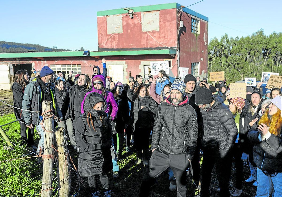 Más de un centenar de personas se manifestaron el 15 de enero contra el traslado de las vacas.