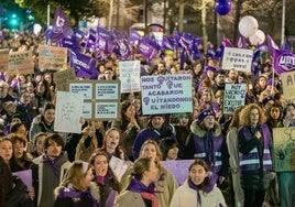 Manifestación del 8M, el año pasado, en las calles de Santander.