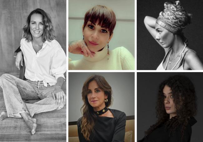 Elisa Álvarez, de Cyrana; Shirley Enekaritz Brand, de R-Evoluciona & Customeus; y Yael Barnatán, que protagonizará el desfile solidario a favor de Nuevo Futuro. Abajo, Pilar Ibáñes, de Pi Collection y Cristina Permuy, que presentará su colección 'Quehaceres'.