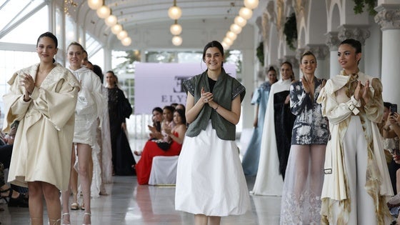 Las prendas diseñadas por Eva Gómez, de la marca Elysea Studio, que se ha llevado el premio ex aequo a la Mejor Colección.