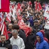 Manifestación de trabajadores del metal el pasado 21 de abril, protestando para que se mejore su convenio colectivo.