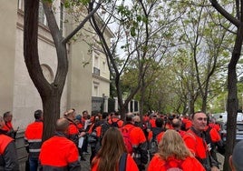 Trabajadores de Bridgestone, este lunes por Madrid.