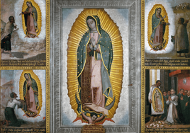 'Nuestra Señora de Guadalupe con cuatro apariciones', José Juárez. Óleo sobre lienzo, 251 x 293 cm. Ágreda (Soria), Monasterio de Concepcionistas Franciscanas