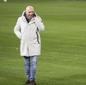 Manolo Higuera, en un entrenamiento en El Sardinero.