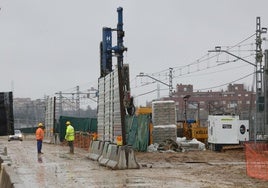 Trabajos a la salida de la ciudad de Palencia