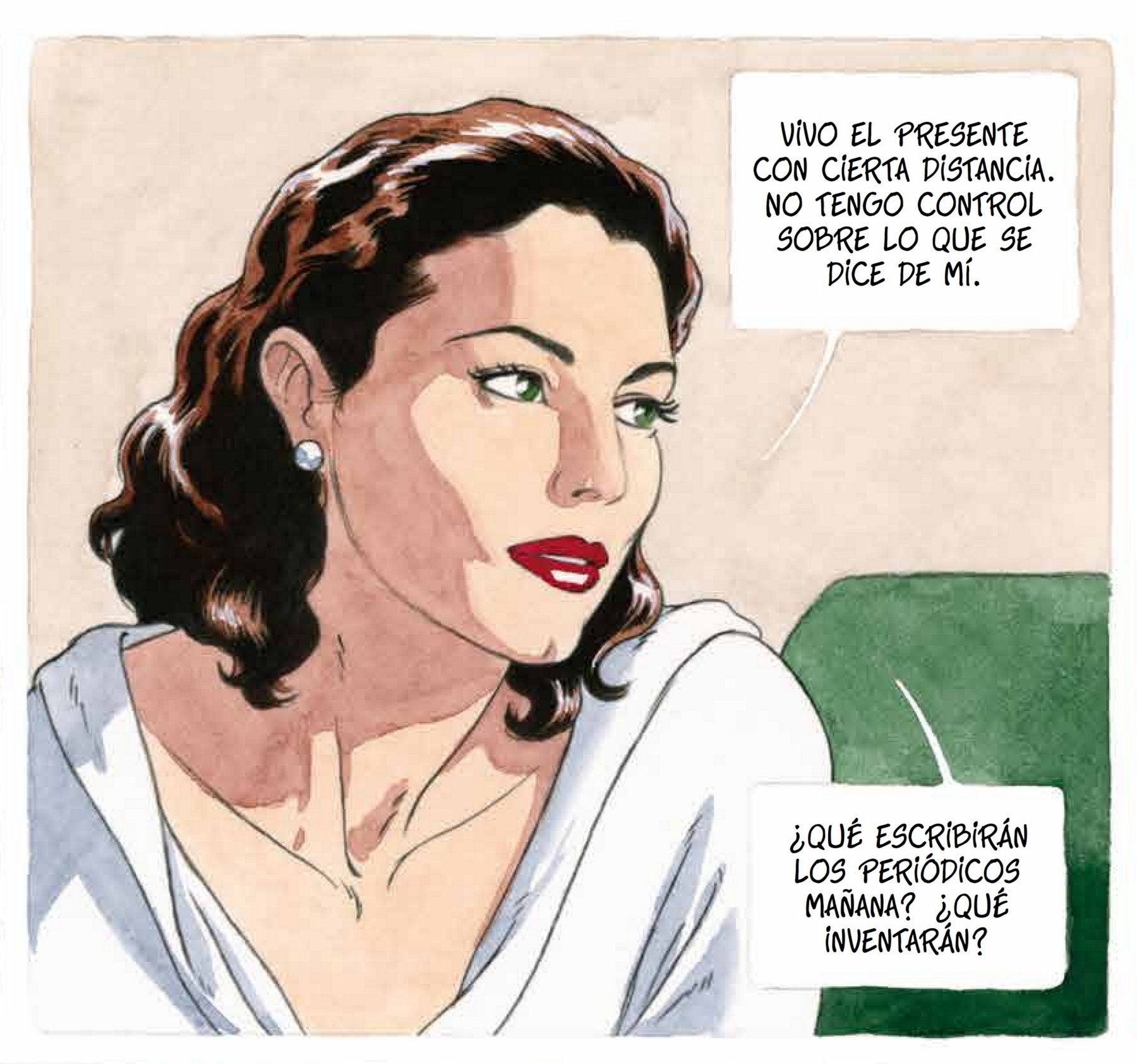 Una de las viñetas que configuran este singular retrato de la estrella cinematográfica.