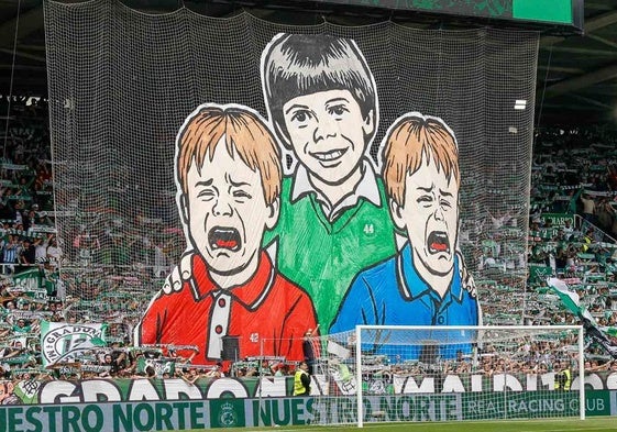 El tifo que exhibió La Gradona antes del partido.