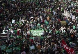 Más de 5.000 docentes participaron en la manifestación de abril.