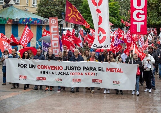 Manifestación de trabajadores del metal, el pasado abril en Santander.