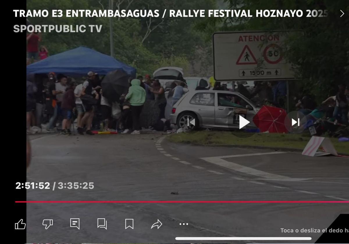 Una salida de pista se salda con varios heridos en el Rallye Festival de Hoznayo