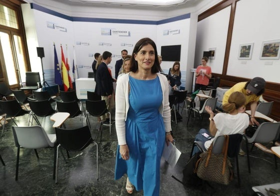 La alcaldesa, Gema Igual, este viernes tras hacer balance del ecuador de la legislatura.