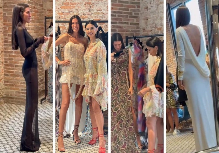 Carla Hinojosa y Odette Álvarez, esta semana en el atelier de Santander de la diseñadora cántabra.