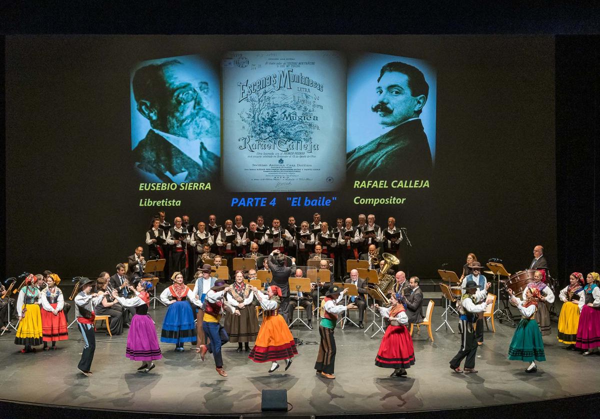 'Escenas montañesas' . La Banda Municipal de Santander, el Coro Ronda Besaya y los Coros y Danzas de Santander recuperaron la obra de Rafael Calleja y Eusebio Sierra.