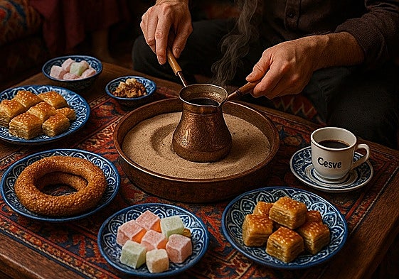 La tradición del café en Turquía, preparado en un cezve.