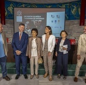 Péter Csaba, Luis Martínez Abad, Paloma O'Shea, Gema Igual, Márta Gulyás y Luis Fernando Pérez, en la presentación del Encuentro.