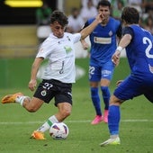 Yeray, durante uno de sus últimos partidos oficiales con el Racing, frente al Amorebieta.