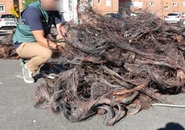 Cable de cobre incautado en otra operación.