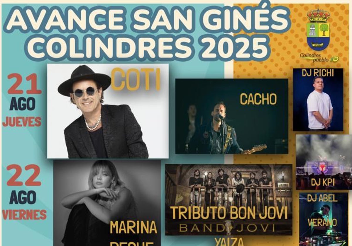 Cartel de conciertos con motivo de San Ginés en Colindres.