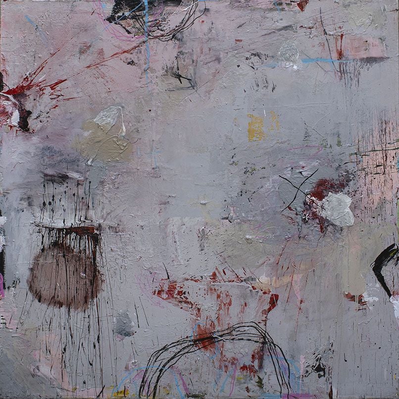 Oyonarte. 'Mundos encontrados', 2023. Mixta, lienzo. 120×120 cm