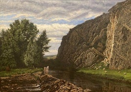 'Bañandose en el río'. 1866, obra de Agustín Riancho, que forma parte de la muestra de Santillana.