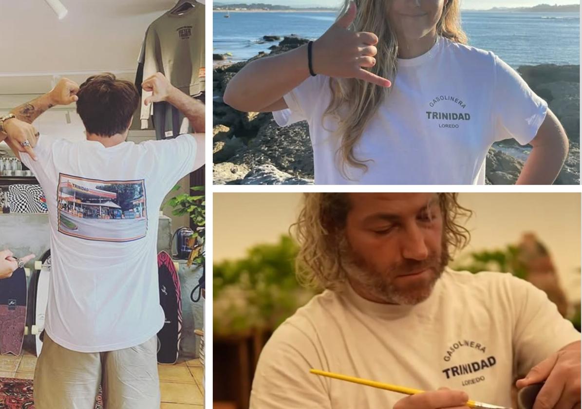 Tres imágenes de amantes del surf que han compartido en Instagram una imagen con la famosa camiseta.