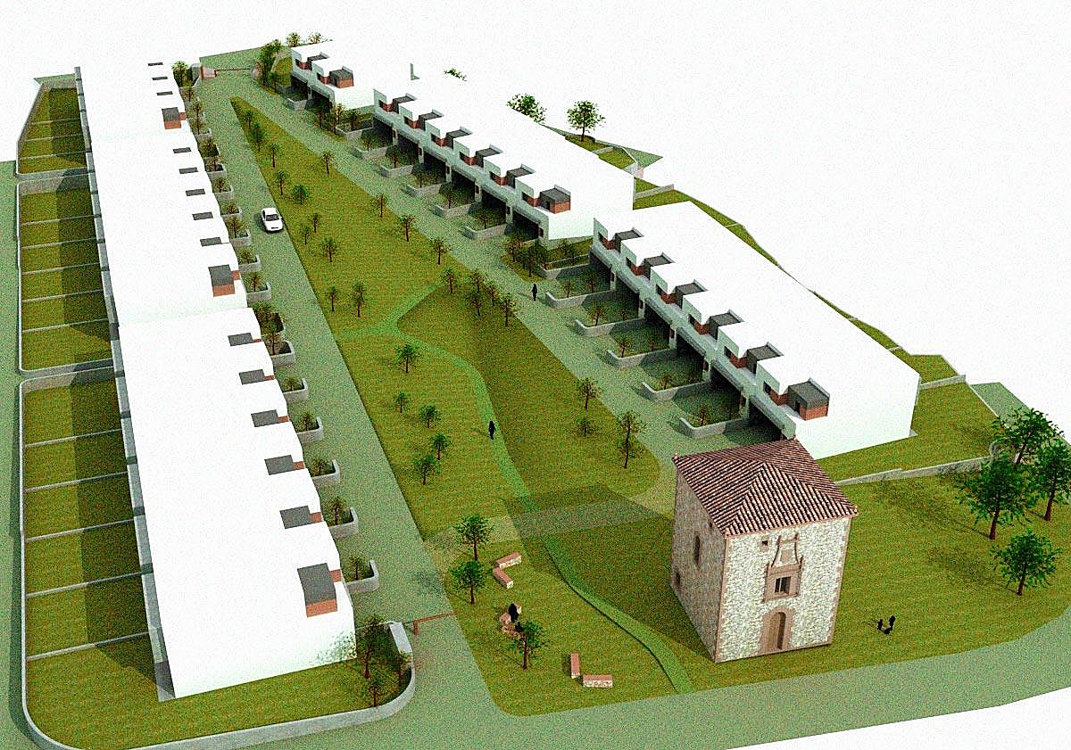 Imagen principal - Recreación en infografía de la urbanización junto a la Torre de Alvarado.