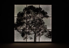 'Árbol'. Pintura sobre papel italiano y japonés en caja de luz
