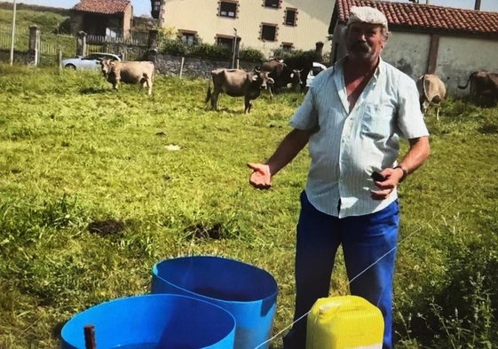 Ángel Arroyo, ganadero con reses en Udías.
