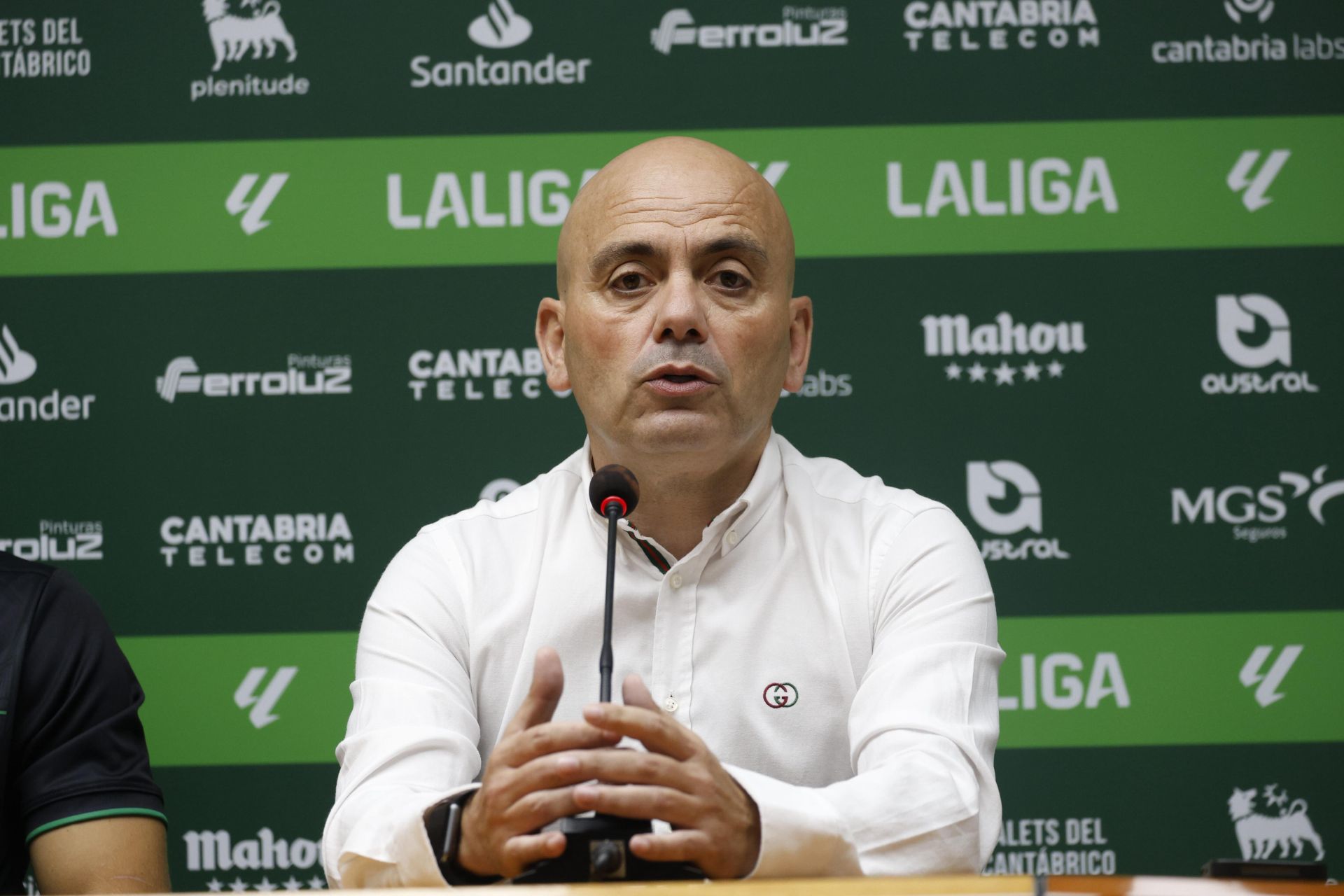 Chema Aragón, este miércoles por la mañana en la sala de prensa de los Campos de Sport.