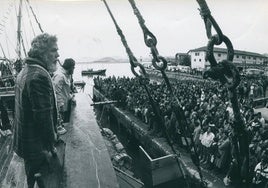 Vital Alsar, a su llegada a Santander en 1987 tras una de sus travesías.