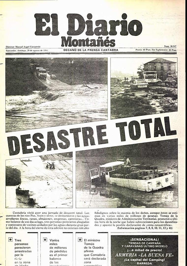 Imagen - Portada de El Diario Montañés del 28 de agosto de 1983.