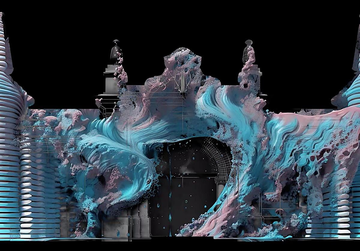 Imagen que recrea la acción de videomapping.