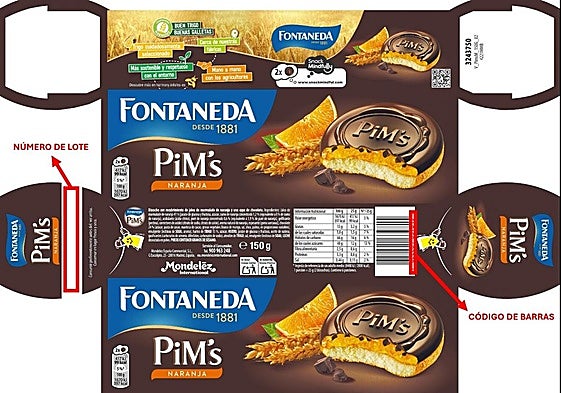 Imagen difundida por la Agencia Española de Seguridad Alimentaria y Nutrición de las galletas afectadas.