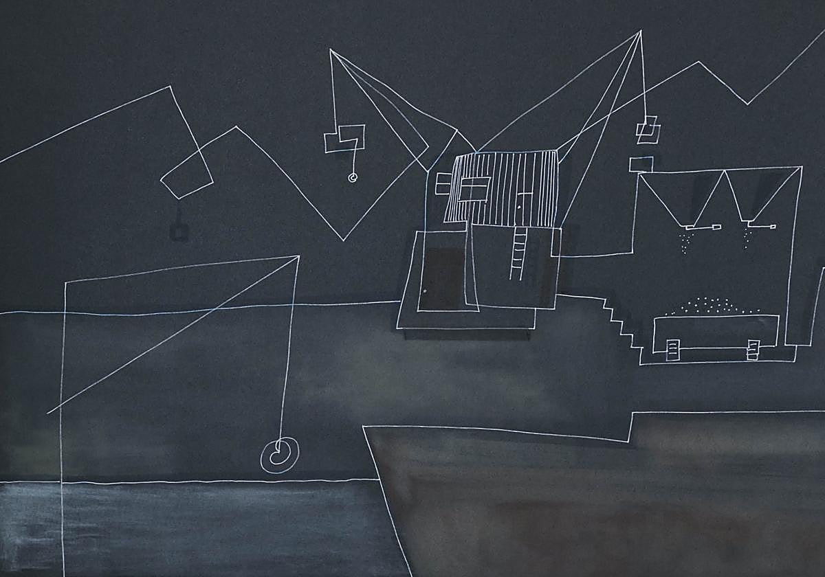 'Tolva y Grúa de piedra', uno de los dibujos destinados a la muestra.