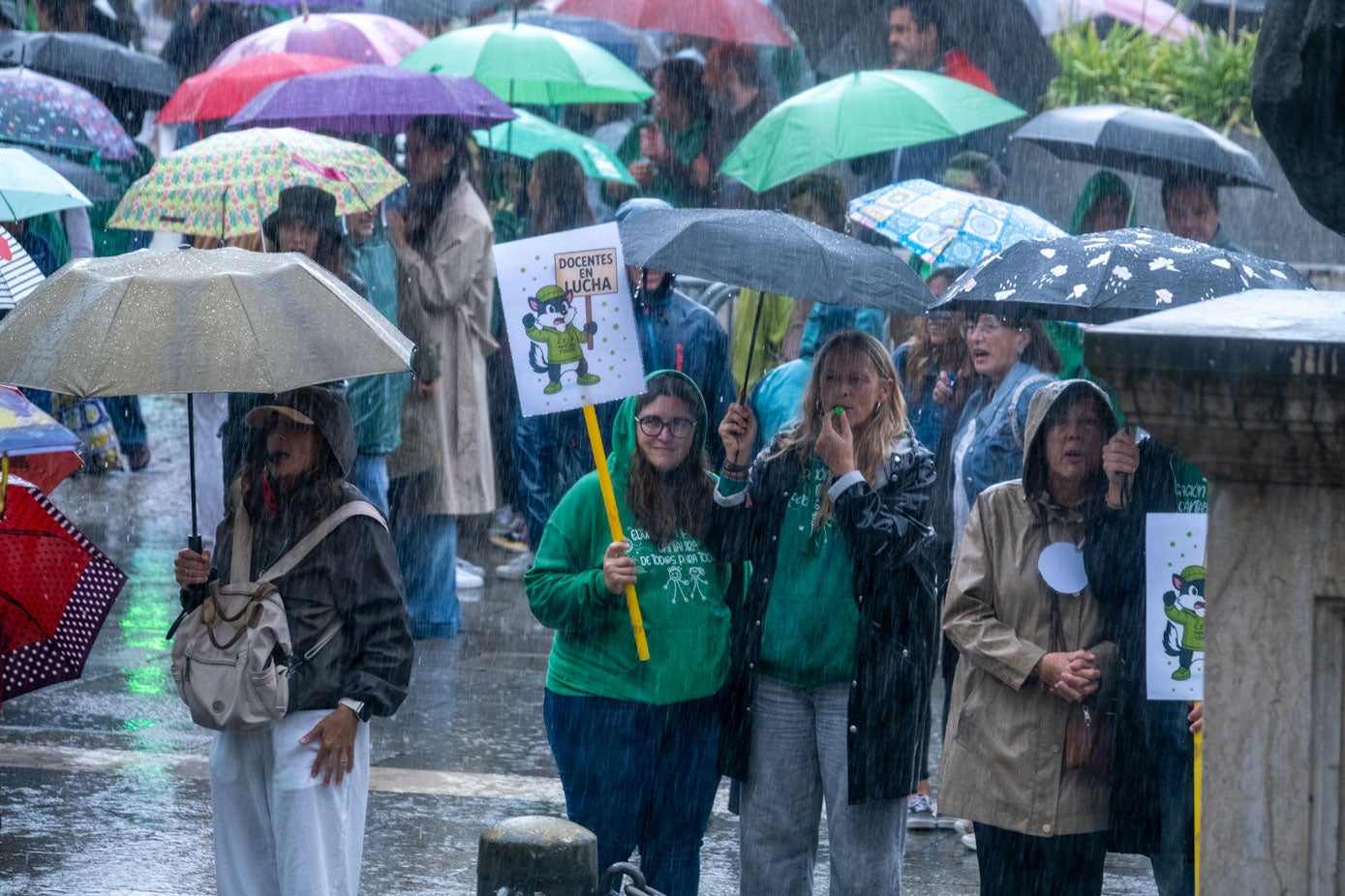 A pesar del chaparrón, alrededor de 8.500 personas participaron en la manifestación. 